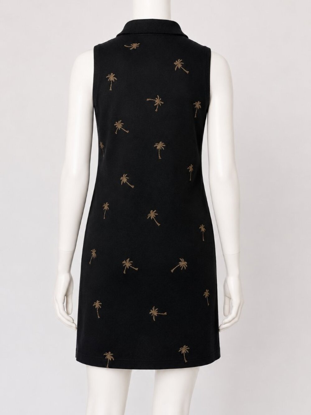 Coldwater Creek Black Palm Tree Embroidered Shift Dress | Petite Medium | Resort - Picture 2 of 6